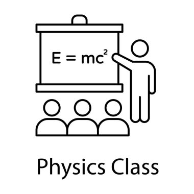 Newton 'un siyah tahtadaki denklemi, satır dizaynındaki fizik sınıfı simgesi 