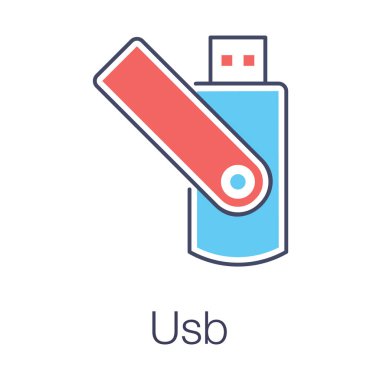 Veri depolama belleği, düz tasarım usb simgesi