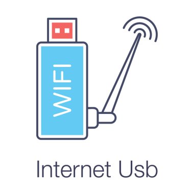 İnternet bağlantılı aygıt, rehbersiz ortam aygıtı, düz tasarımda internet kullanıcısının simgesi 