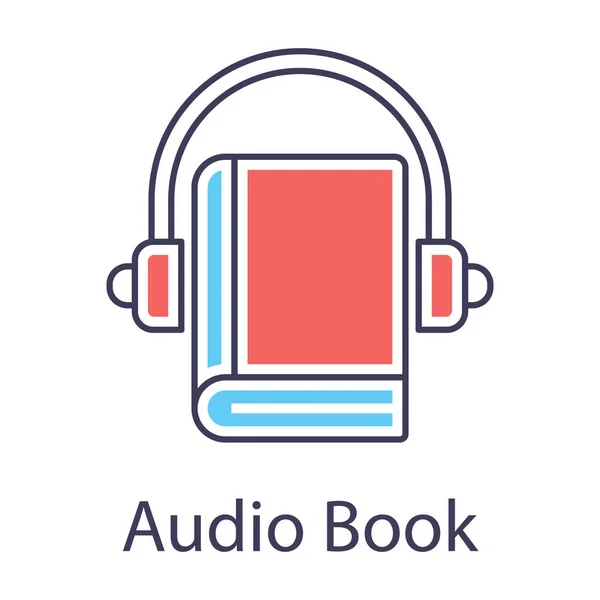 Koncept Audio Knihy Ploché Vektorové Ikony — Stockový vektor