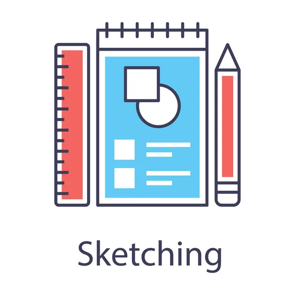 Nástroje Pro Kreslení Jako Tužka Měřítko List Zobrazující Ikonu Kreslení — Stockový vektor
