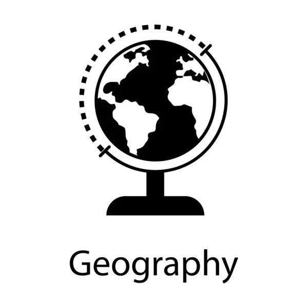 Accesorio Mesa Oficina Mundo Icono Geografía Diseño Sólido — Vector de stock