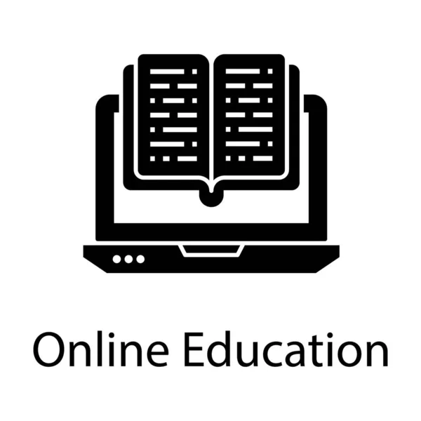 Ebook Technology Concept Solid Icon Online Education Vector Design — Stock Vector