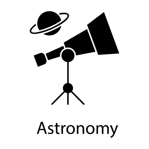Astronomie Forschungsgeräte Teleskop Ikone Glyphen Vektor — Stockvektor