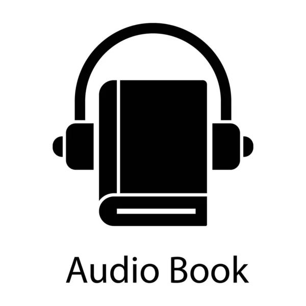 Concepto Icono Vector Glifo Libro Audio — Archivo Imágenes Vectoriales