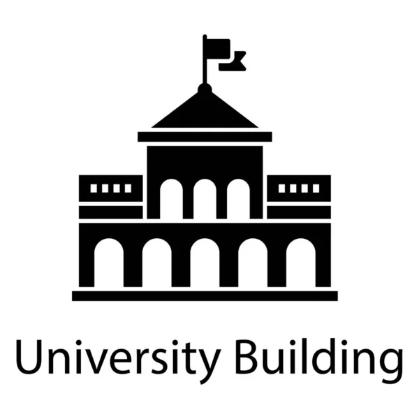 Instituto Educativo Edificio Universitario Diseño Vectores Sólidos — Vector de stock