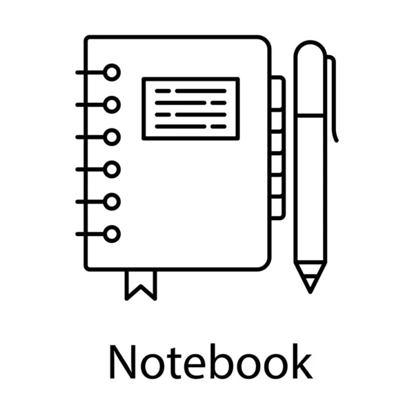 Podręcznik Ikona Notebooka Projektowaniu Linii — Wektor stockowy