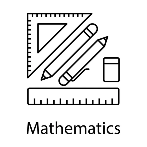 Шкала Вимірювання Олівцем Геометричними Інструментами Піктограма Математики Лінійному Дизайні — стоковий вектор