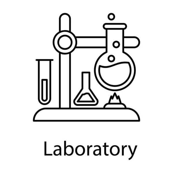 Chemische Experimente Mit Laborgeräten Laborsymbole Liniendesign — Stockvektor