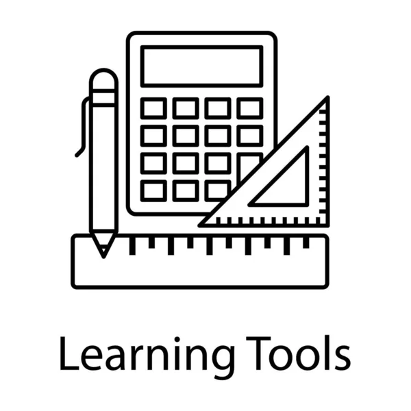 Освітні Аксесуари Такі Інструменти Навчання Вектор Стилю Лінії — стоковий вектор