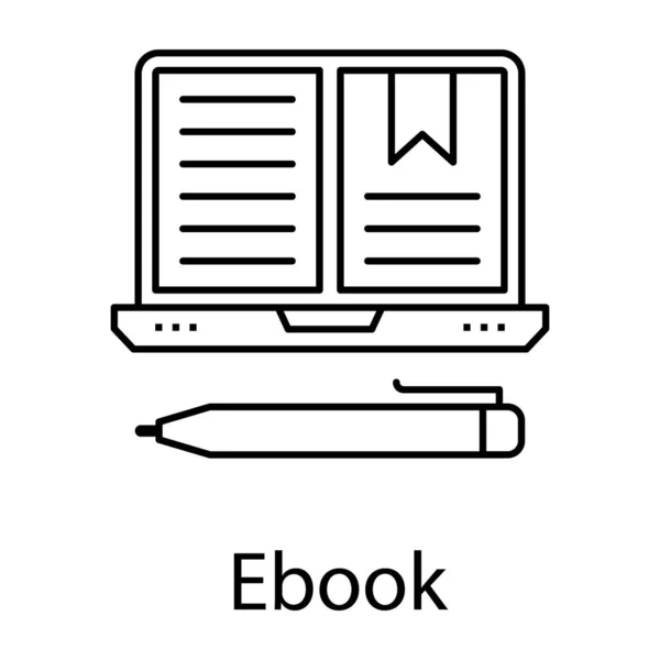 Koncepcja Uczenia Się Cyfrowego Wektor Ikon Ebooków Projektowaniu Linii — Wektor stockowy