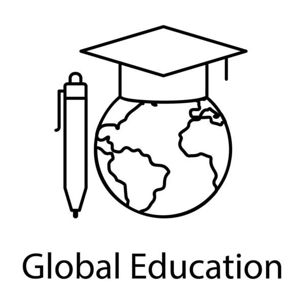 Foriegn Learning Conception Global Education Line Vector Design — 스톡 벡터