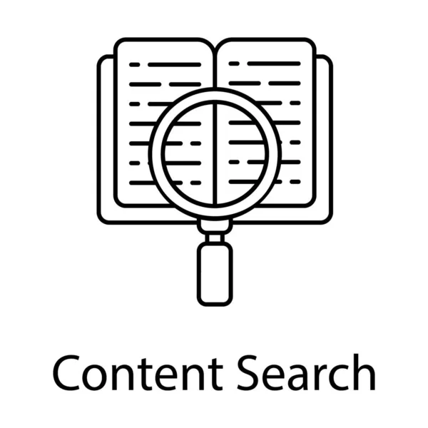 Analyse Documents Icône Recherche Contenu Dans Style Ligne — Image vectorielle