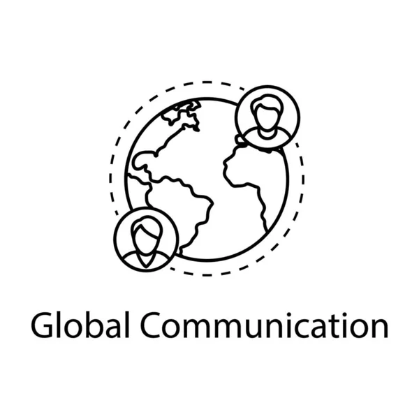 世界中のユーザーのインタラクション ラインデザインのグローバルコミュニケーションアイコン — ストックベクタ