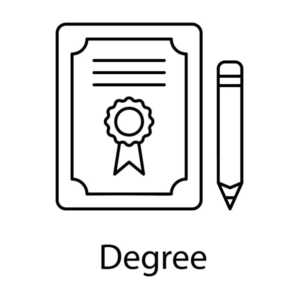Legal Educational Document Degree Icon Line Vector Design — Stock Vector