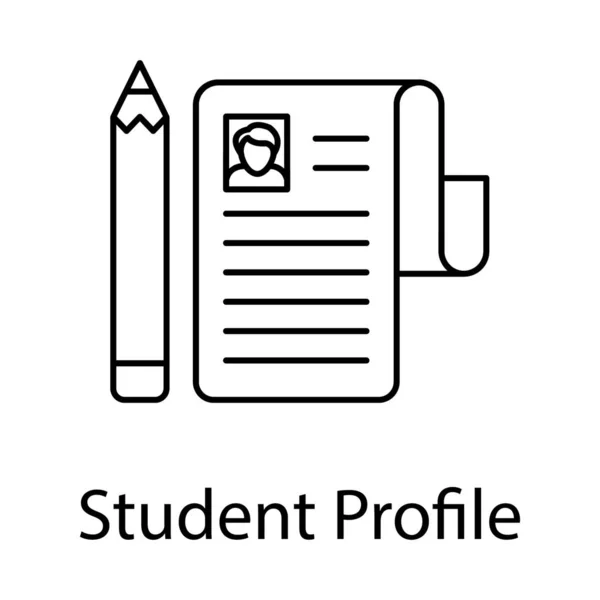 Fiche Biographique Apprenant Icône Profil Étudiant Dans Conception Lignes — Image vectorielle