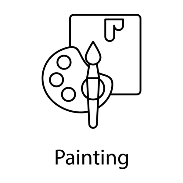 ボード付きカラーパレット ラインデザインの絵画アイコン — ストックベクタ