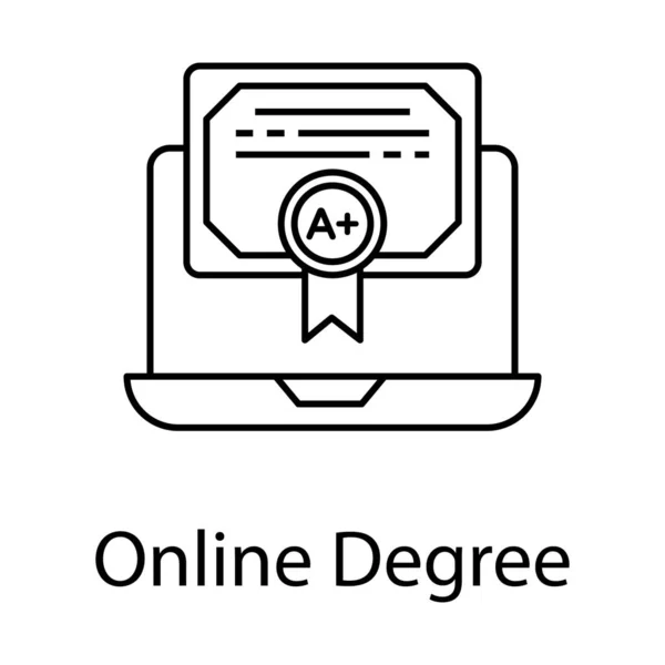 Juristisches Bildungsdokument Online Graduiertensymbol Linienvektordesign — Stockvektor