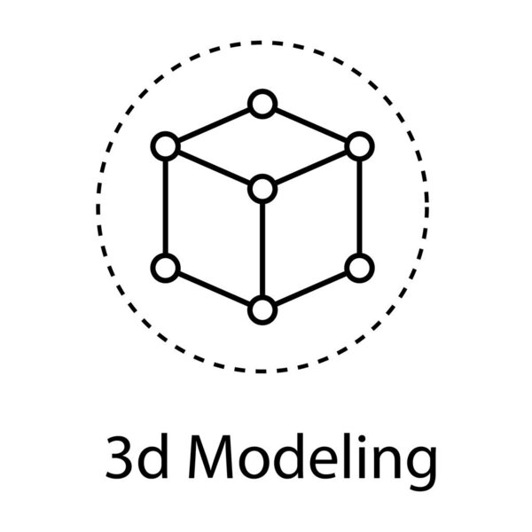 Трехмерный значок моделирования в стиле линейного вектора
 