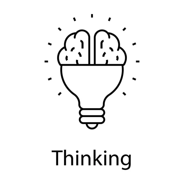 聪明的大脑概念 线条设计中的思维图标 — 图库矢量图片