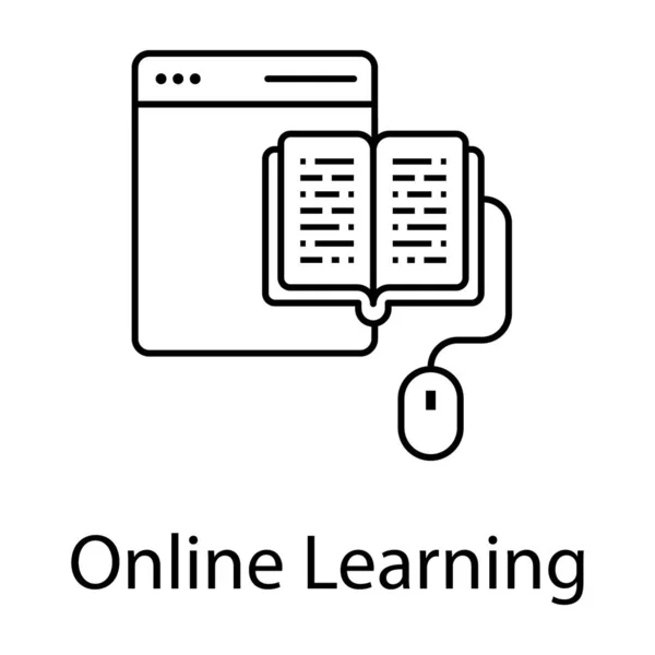 教育ウェブサイト オンライン学習のデジタル教育概念のアイコンラインデザイン — ストックベクタ