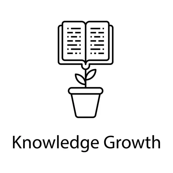 Buch Mit Pflanze Als Symbol Für Bildungswachstum Liniendesign — Stockvektor