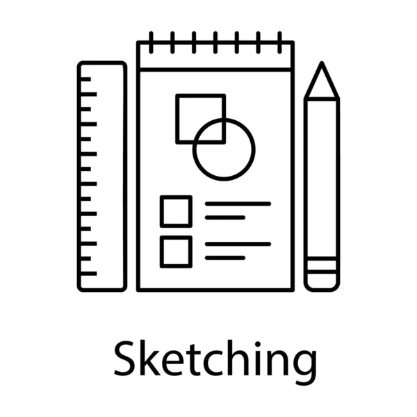 Инструменты Рисования Такие Карандаш Масштаб Лист Изображением Иконки Эскиза Линейном — стоковый вектор