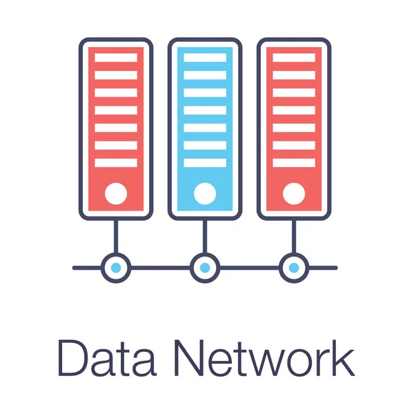 Datenbank Mainframe Struktur Ikone Des Datennetzes Flachem Design — Stockvektor