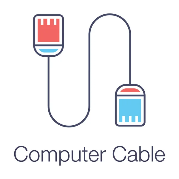 Cable Del Sistema Conexión Icono Del Cable Computadora Diseño Plano — Archivo Imágenes Vectoriales