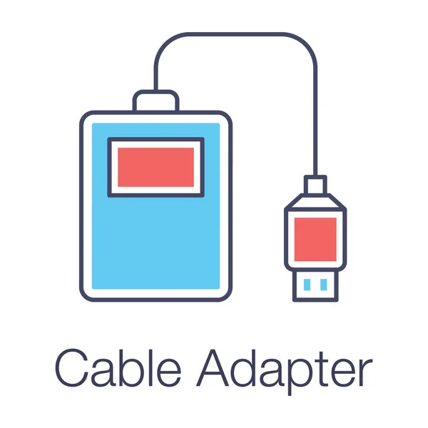 Transferencia Almacenamiento Datos Icono Del Adaptador Cable Diseño Plano — Archivo Imágenes Vectoriales