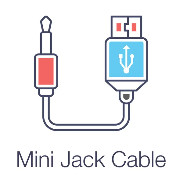 Usb Kabel Mini Klinkenkabel Symbol Flachem Design — Stockvektor