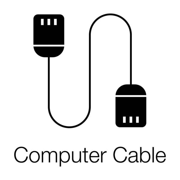 Cable Del Sistema Conexión Icono Del Cable Computadora Diseño Llenado — Vector de stock