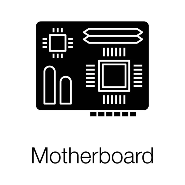 Computer Lehr Chip Motherboard Symbol Glyphen Edesign — Stockvektor