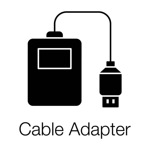 Transferencia Almacenamiento Datos Icono Del Adaptador Cable Diseño Del Glifo — Archivo Imágenes Vectoriales