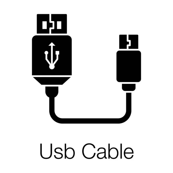 Kabelverbinder Usb Kabel Symbol Solidem Design — Stockvektor