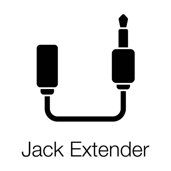 Hörlursdomkraft Ikonen För Jack Extender Solid Design — Stock vektor