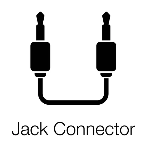 Ikona Złącza Kablowego Jack Solidnej Konstrukcji — Wektor stockowy