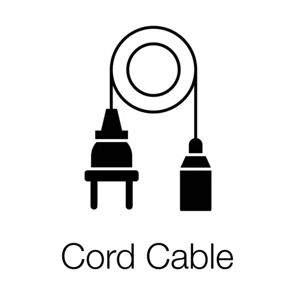 Alambre Alimentación Eléctrico Icono Del Cable Cable Diseño Glifo — Archivo Imágenes Vectoriales