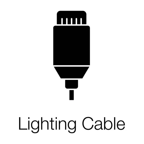 Tecnología Hardware Informático Icono Sólido Diseño Vectores Cable Iluminación — Archivo Imágenes Vectoriales