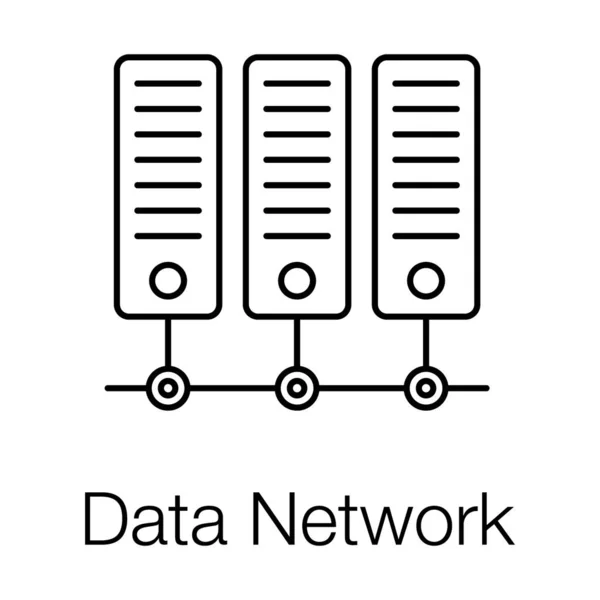 データベースメインフレーム構造 ライン設計におけるデータネットワークのアイコン — ストックベクタ
