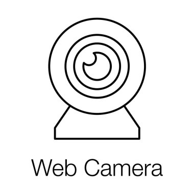 Canlı iletişim cihazı teknolojisi, webcam simgesinin satır vektör tasarımı.