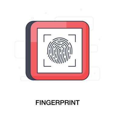 Beyaz arkaplanda başparmak tarama doğrulama düz simgesi, biyometrik katılım 