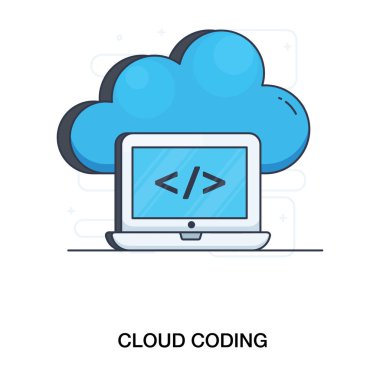 Uygulamalar ve web sitelerinde geliştirme için bulut kodlaması, düz simge biçimi  