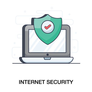 Güvenlik ve mobil uygulamalar için düz tasarım internet güvenlik simgesi.