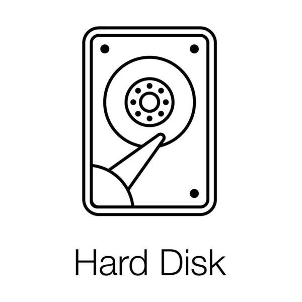 コンピュータストレージデバイス ハードディスクアイコンのラインデザイン — ストックベクタ
