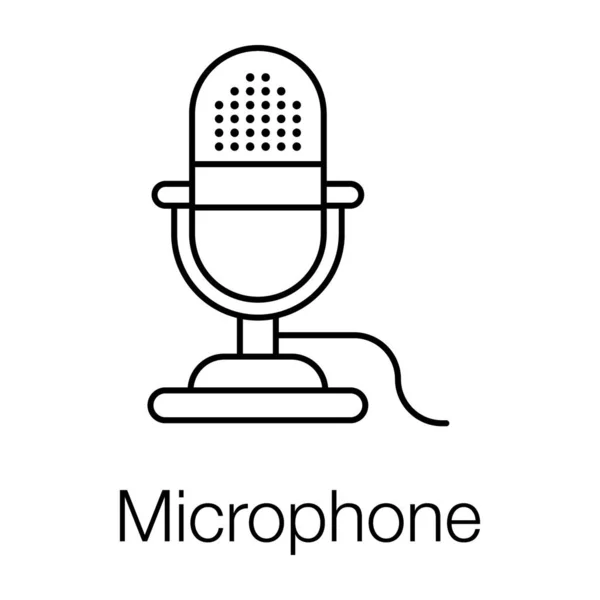 Συσκευή Ηχογράφησης Φωνής Εικονίδιο Μικροφώνου Σχεδιασμό Γραμμής — Διανυσματικό Αρχείο