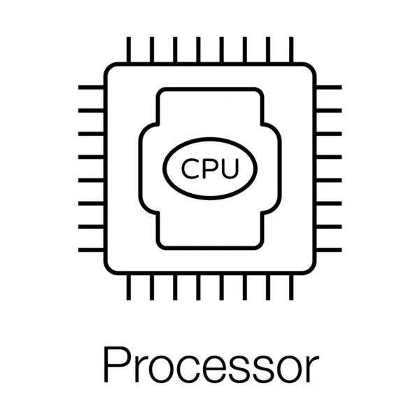 Центральний Процесорний Модуль Мікропроцесора Чип Піктограма Процесора Cpu Лінійному Дизайні — стоковий вектор