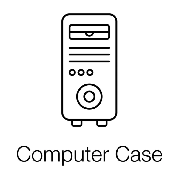 Torre Computadora Como Icono Caja Computadora Diseño Línea — Archivo Imágenes Vectoriales