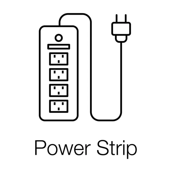 Rozbudowa Elektryczna Wtyczką Konstrukcja Linii Ikony Listwy Zasilającej — Wektor stockowy