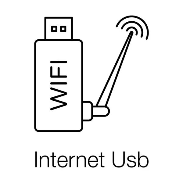 Appareil Connecté Internet Appareil Multimédia Non Guidé Icône Usb Internet — Image vectorielle